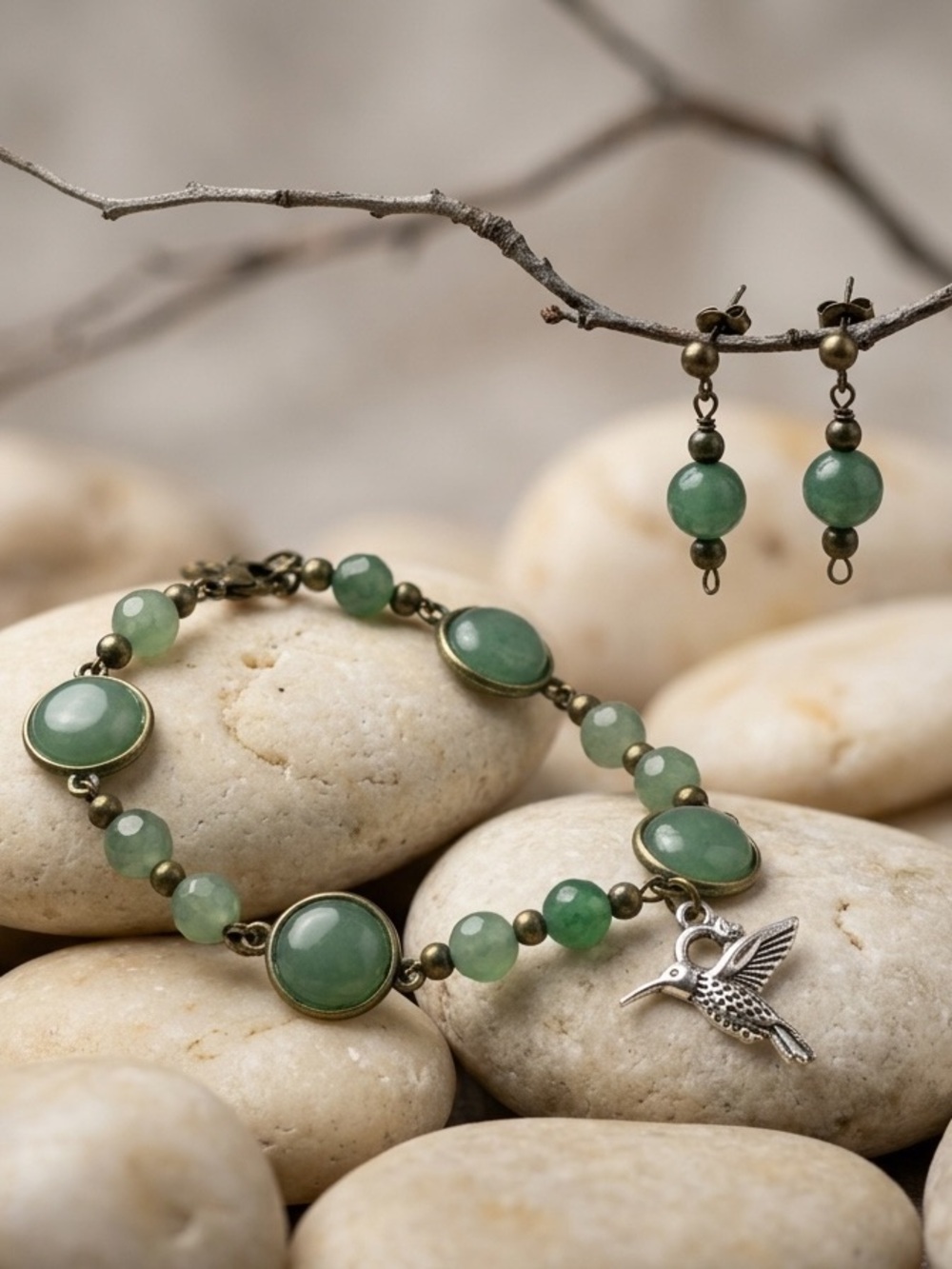 Green Chalcedony Bracelet & Earrings